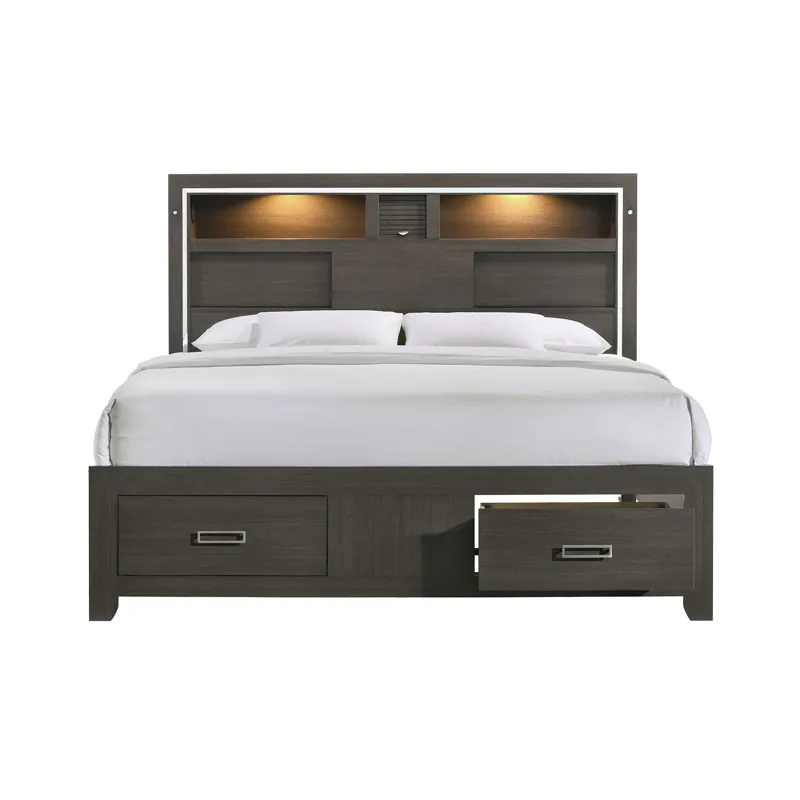 Sasha King Music Bed W/Led Light in Grey
