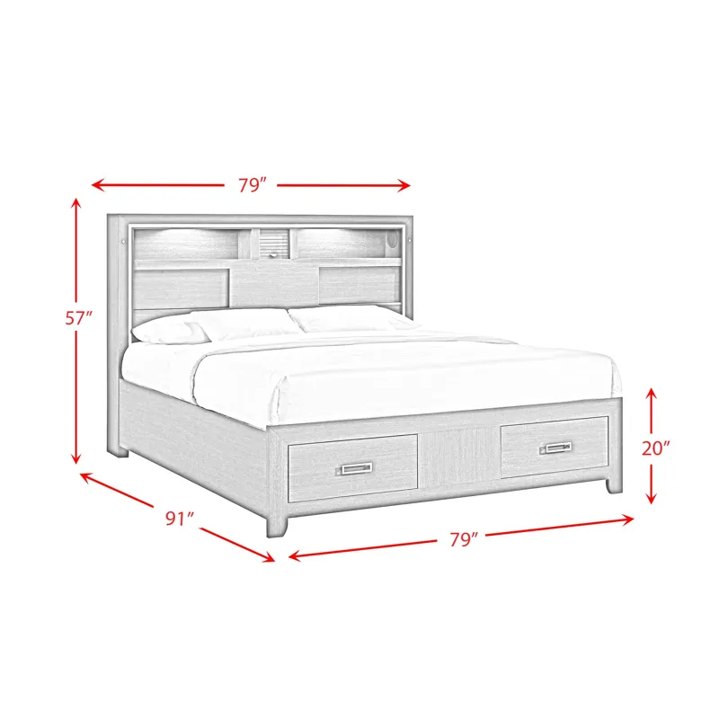Sasha King Music Bed W/Led Light in Grey