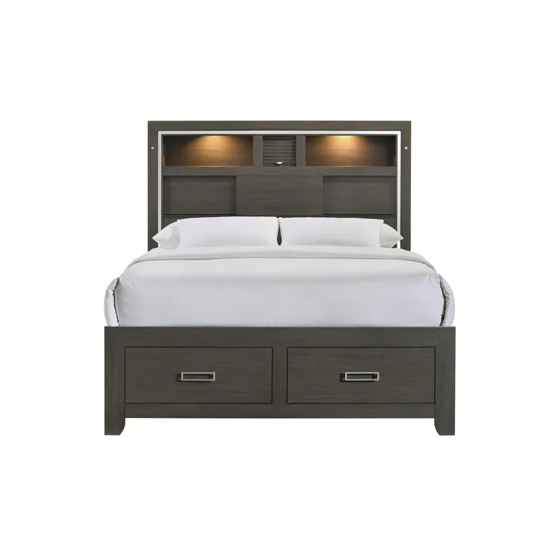 Sasha Queen Music Bed W/Led Light in Grey