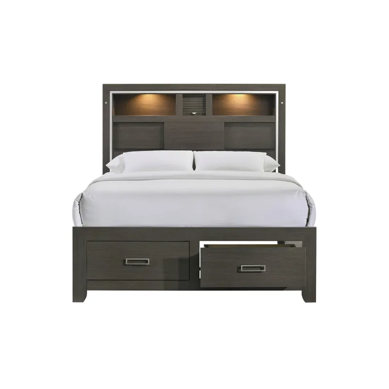 Sasha Queen Music Bed W/Led Light in Grey