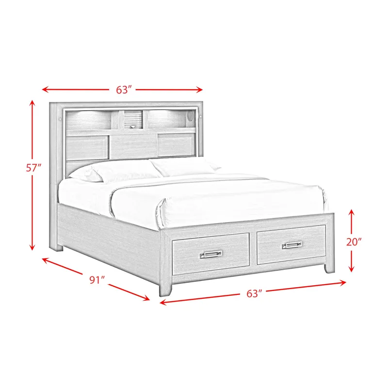 Sasha Queen Music Bed W/Led Light in Grey