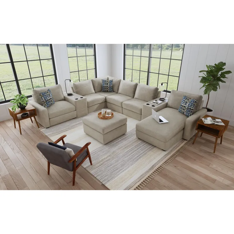 Select Modular Ottoman in United Light Grey