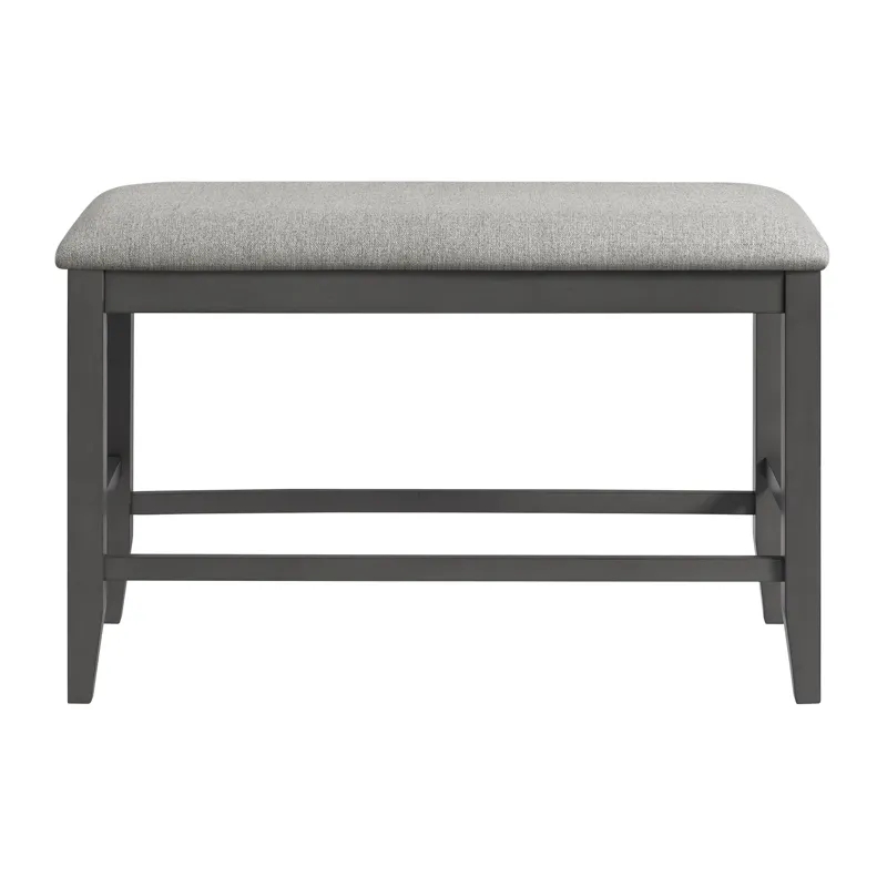Seneca Counter Bench without Back and with Grey Fabric in Grey