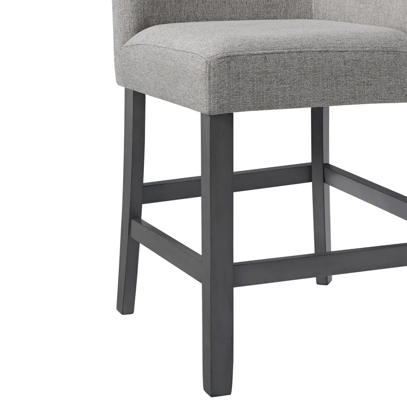 Seneca Counter 3PC Corner Bench Grey Fabric in Grey