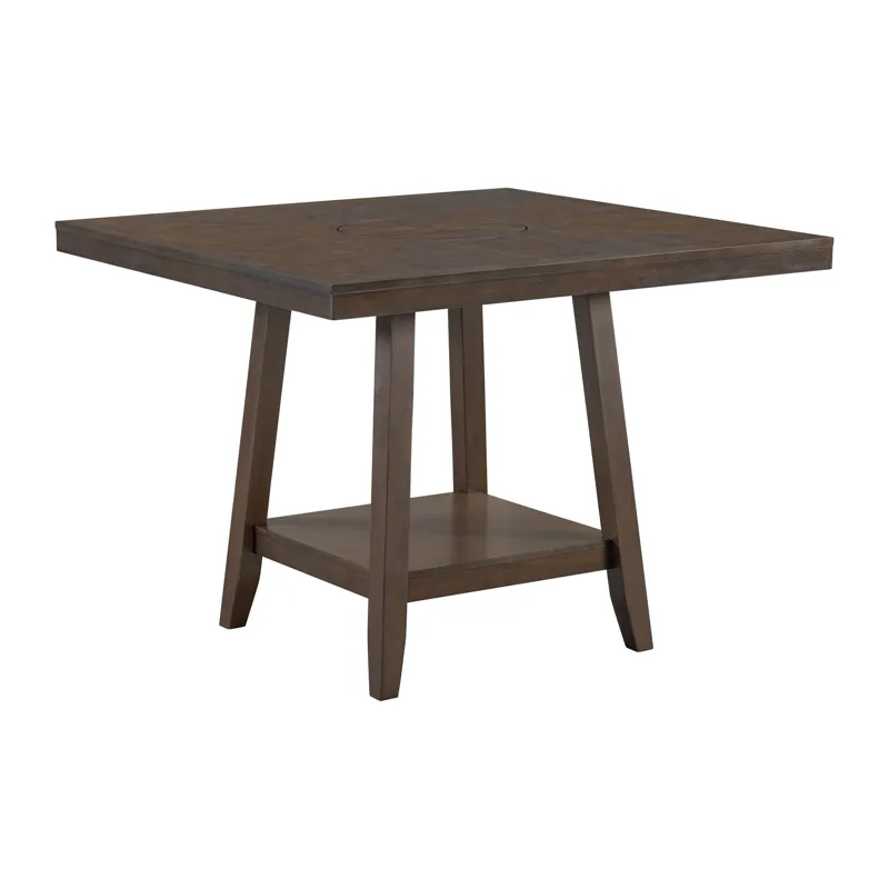 Seneca Square Counter Table with Lazy Susan in Brown