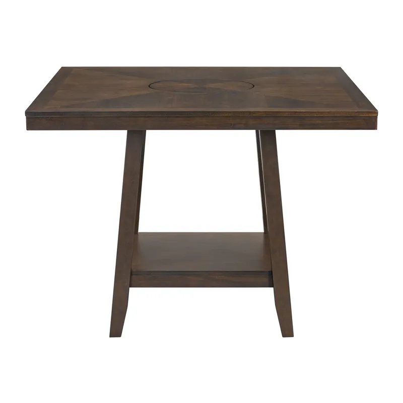 Seneca Square Counter Table with Lazy Susan in Brown