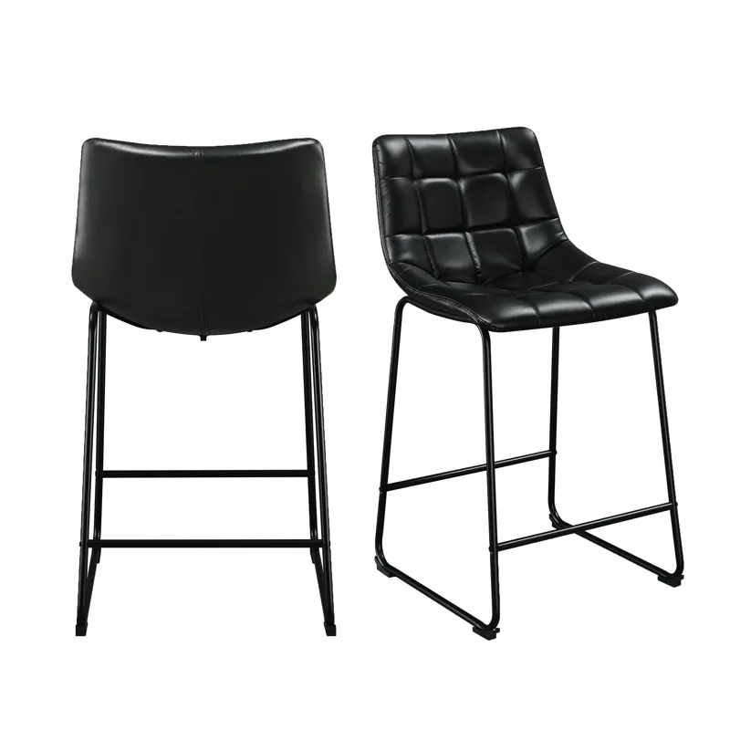Seth 25\" Distressed Black Counter Stool (2 Per Carton)