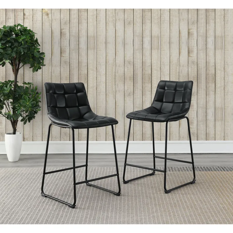 Seth 25\" Distressed Black Counter Stool (2 Per Carton)