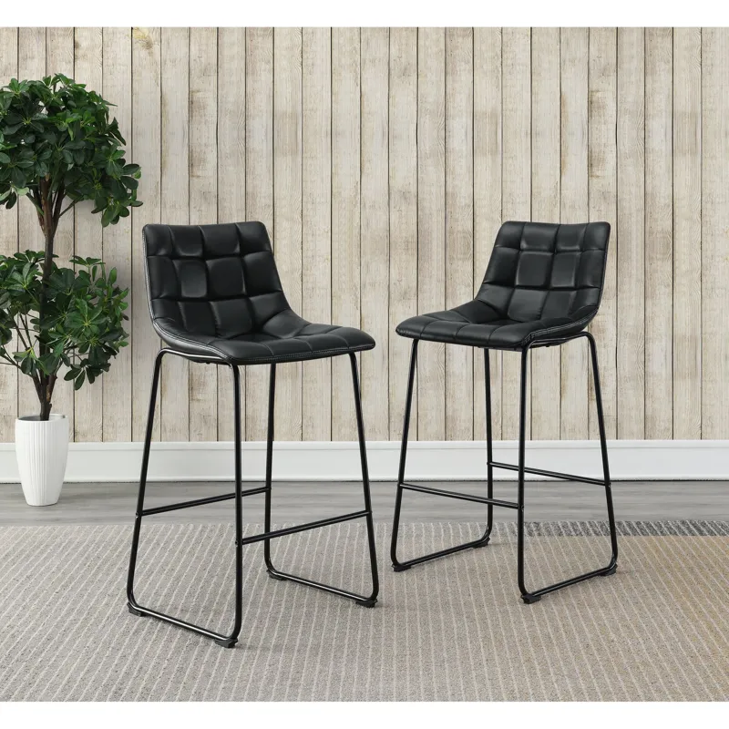Seth ( QSD6099-5B) 30\" Distressed Black Bar Stool (2 Per Carton)