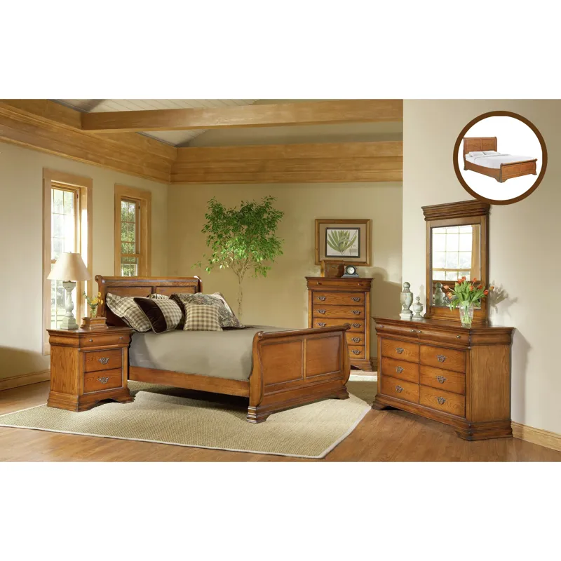 (B4850-58F) Shenandoah- Queen Low Profile Bed- Classic Oak
