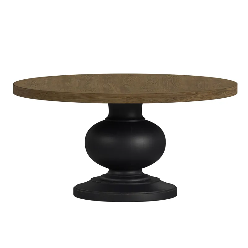 Heritage & Home Round Dining Table in Oak Brown and Black