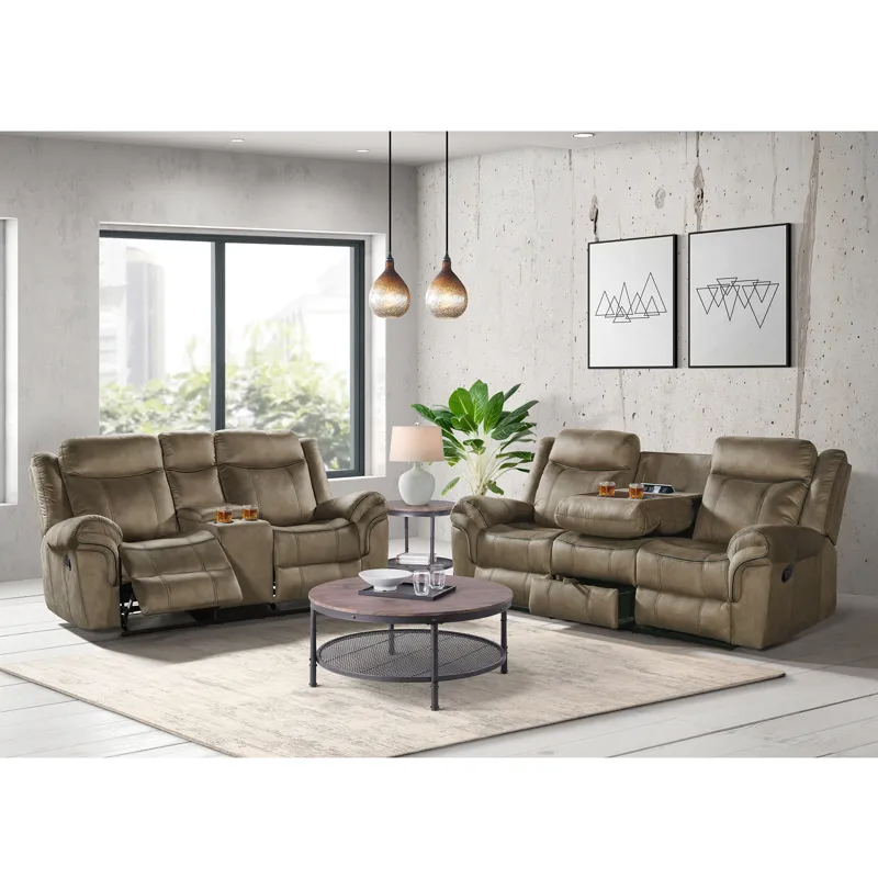 Sorrento Motion Loveseat with Console in T101 Brown