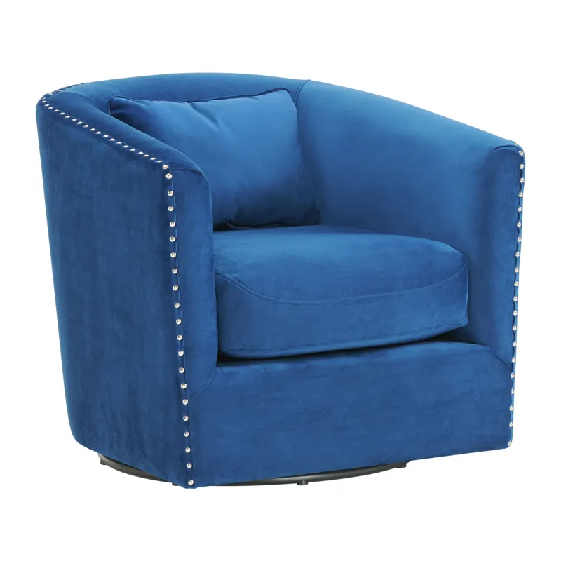 Stanton Swivel Chair in Royale Cobalt W/ Nails - 3A