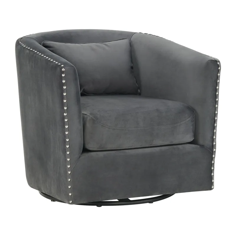 Stanton Swivel Chair in Royale Grey W/ Nails - 3A