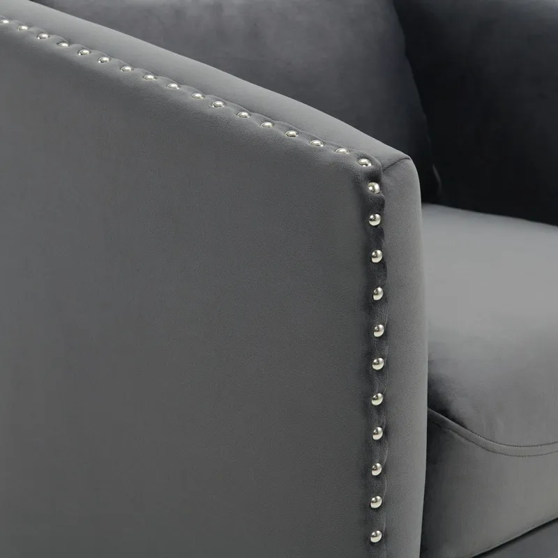 Stanton Swivel Chair in Royale Grey W/ Nails - 3A