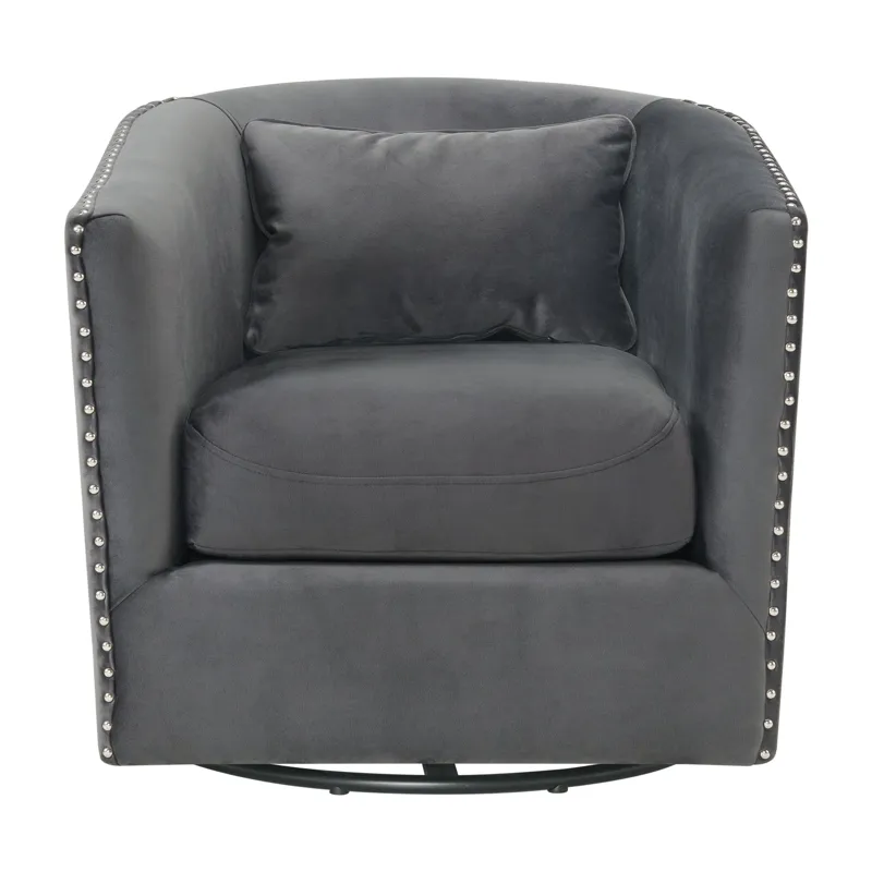 Stanton Swivel Chair in Royale Grey W/ Nails - 3A