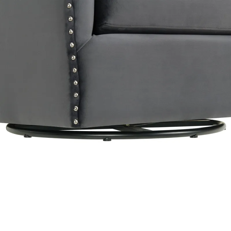 Stanton Swivel Chair in Royale Grey W/ Nails - 3A