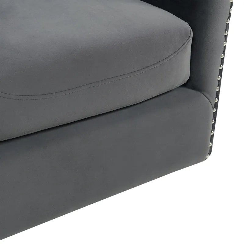Stanton Swivel Chair in Royale Grey W/ Nails - 3A