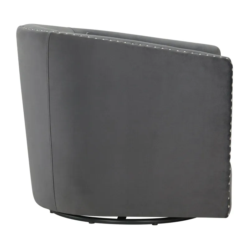 Stanton Swivel Chair in Royale Grey W/ Nails - 3A