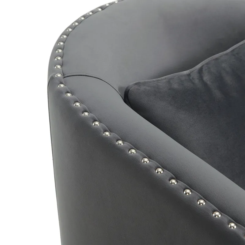 Stanton Swivel Chair in Royale Grey W/ Nails - 3A
