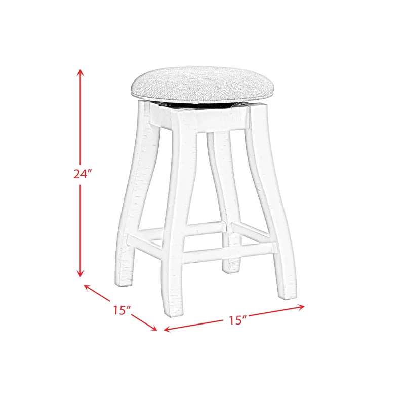 Stone 24\" Counter Stool W/ Swivel w/Fabric Seat in White (2 Per Carton)