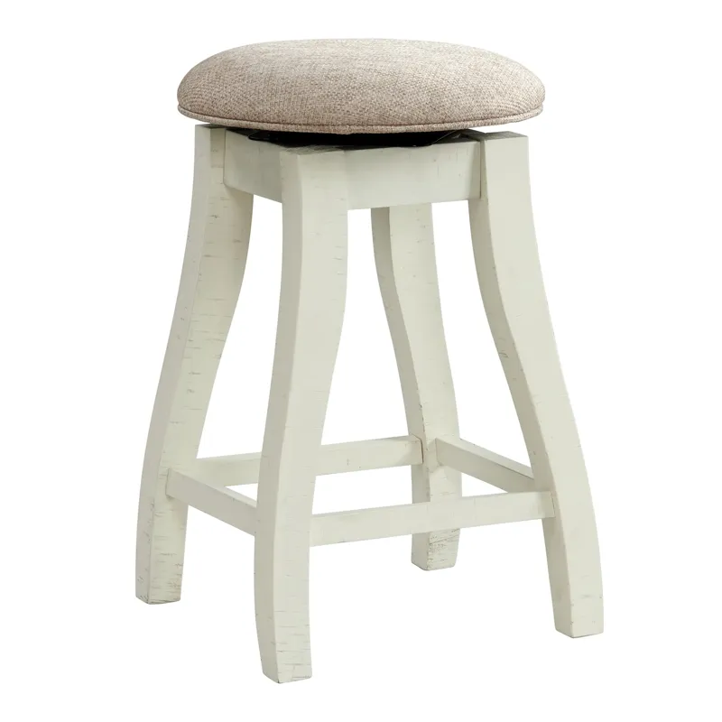 Stone 24\" Counter Stool W/ Swivel w/Fabric Seat in White (2 Per Carton)