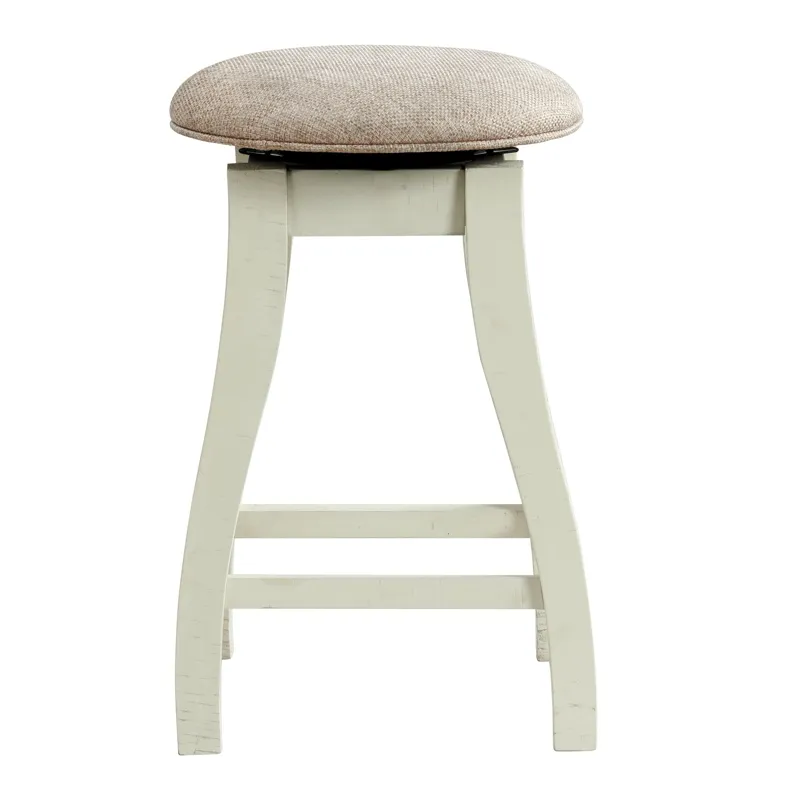 Stone 24\" Counter Stool W/ Swivel w/Fabric Seat in White (2 Per Carton)