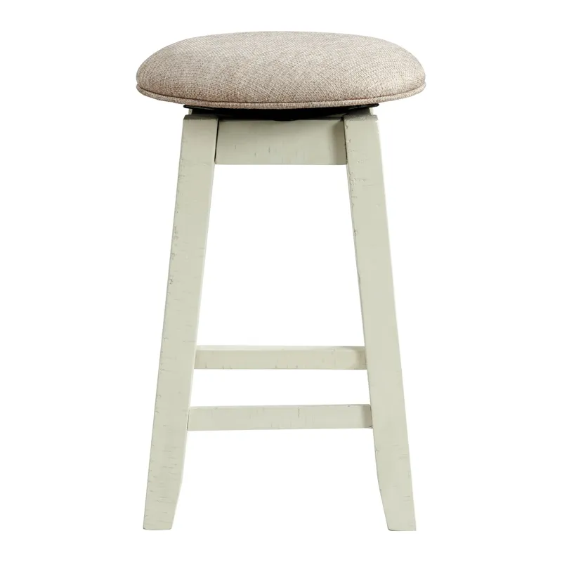 Stone 24\" Counter Stool W/ Swivel w/Fabric Seat in White (2 Per Carton)