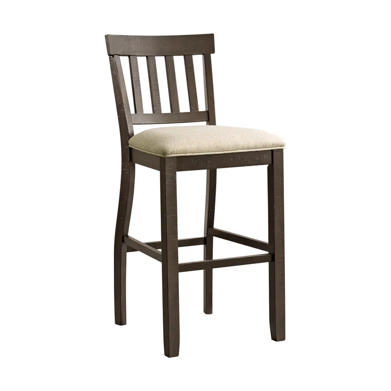 Stone 30\" Bar Slat Back Stool w/Fabric Seat Charcoal (2 Per Carton)