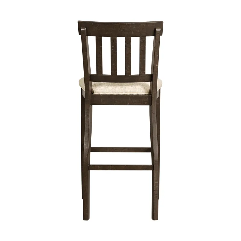 Stone 30\" Bar Slat Back Stool w/Fabric Seat Charcoal (2 Per Carton)