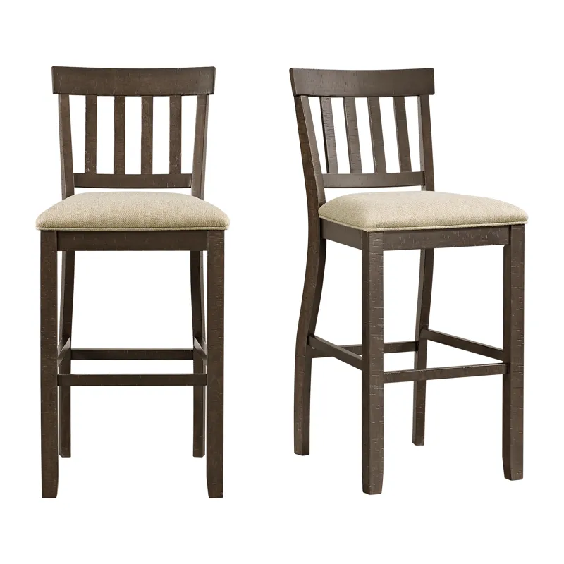 Stone 30\" Bar Slat Back Stool w/Fabric Seat Charcoal (2 Per Carton)