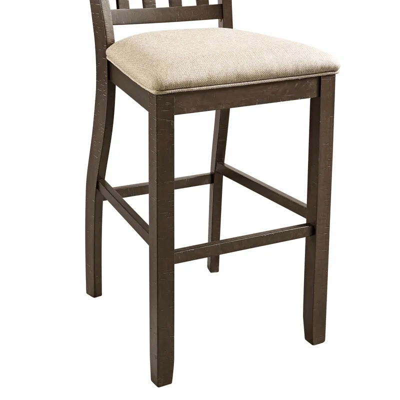 Stone 30\" Bar Slat Back Stool w/Fabric Seat Charcoal (2 Per Carton)