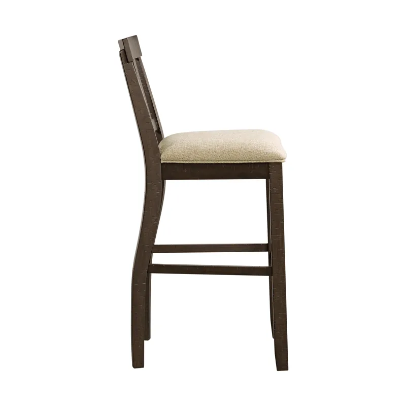 Stone 30\" Bar Slat Back Stool w/Fabric Seat Charcoal (2 Per Carton)