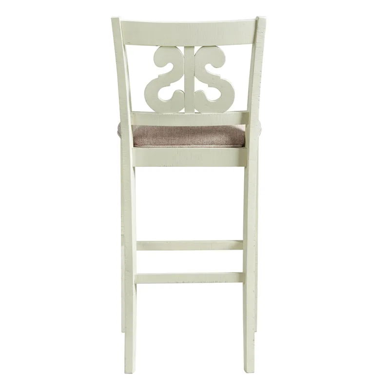 Stone 30\" Bar Scroll Back Stool w/Fabric Seat in White (2 Per Carton)