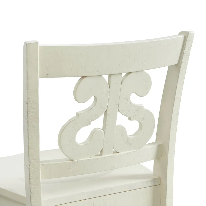 Stone 30\" Bar Scroll Back Stool w/ Wood Seat in White (2 Per Carton)