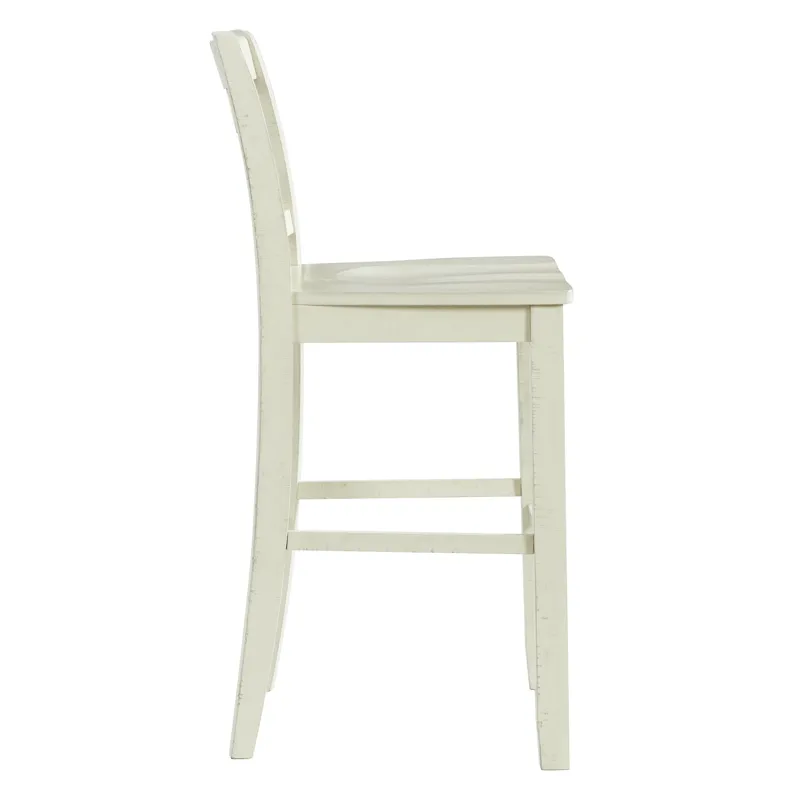 Stone 30\" Bar Scroll Back Stool w/ Wood Seat in White (2 Per Carton)