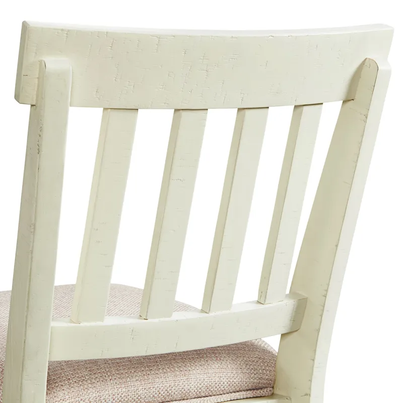 Stone 30\" Bar Slat Back Stool w/Fabric Seat in White (2 Per Carton)