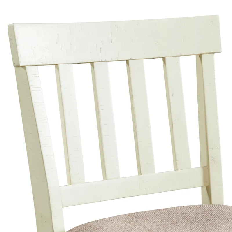 Stone 30\" Bar Slat Back Stool w/Fabric Seat in White (2 Per Carton)