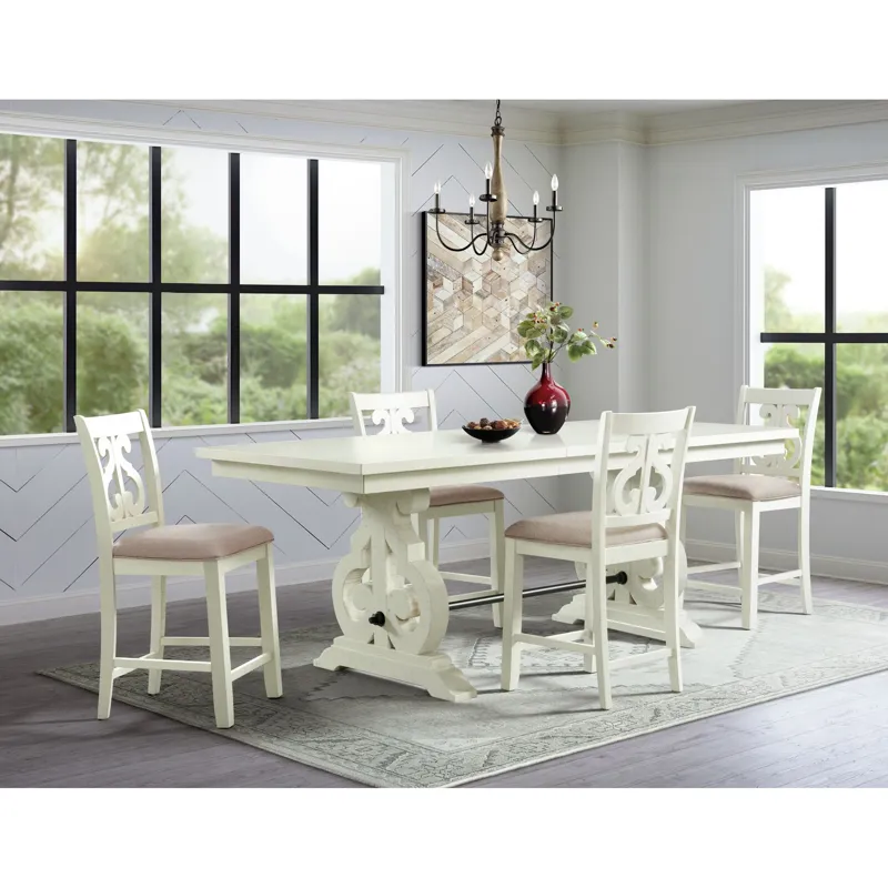 Stone Counter Wooden Swirl Back Side Chair in White (2 Per Pack)