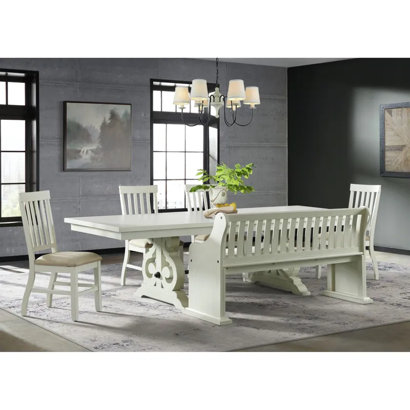 Stone Pew Bench in White