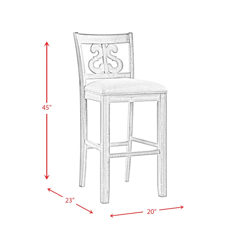 Stone 30\" Bar Scroll Back Stool w/Fabric Seat Grey (2 Per Carton)