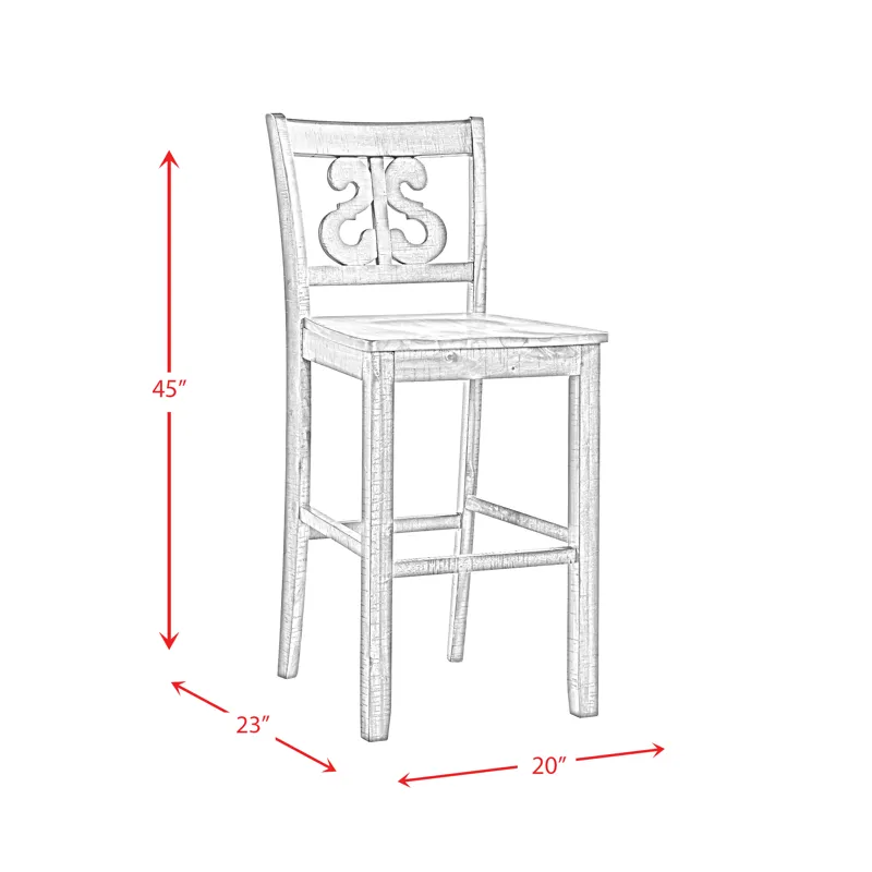 Stone 30\" Bar Scroll Back Stool w/ Wood Seat Charcoal (2 Per Carton)