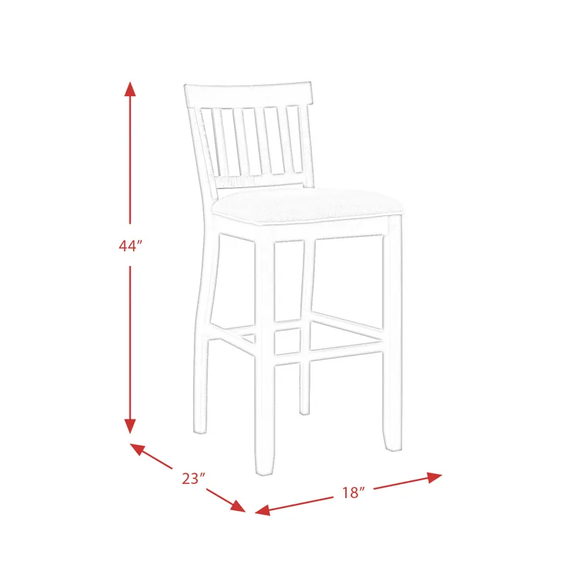 Stone 30\" Bar Slat Back Stool w/Fabric Seat in White (2 Per Carton)