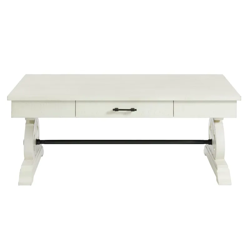 Stone Occasional Coffee Table With Pu Base in White