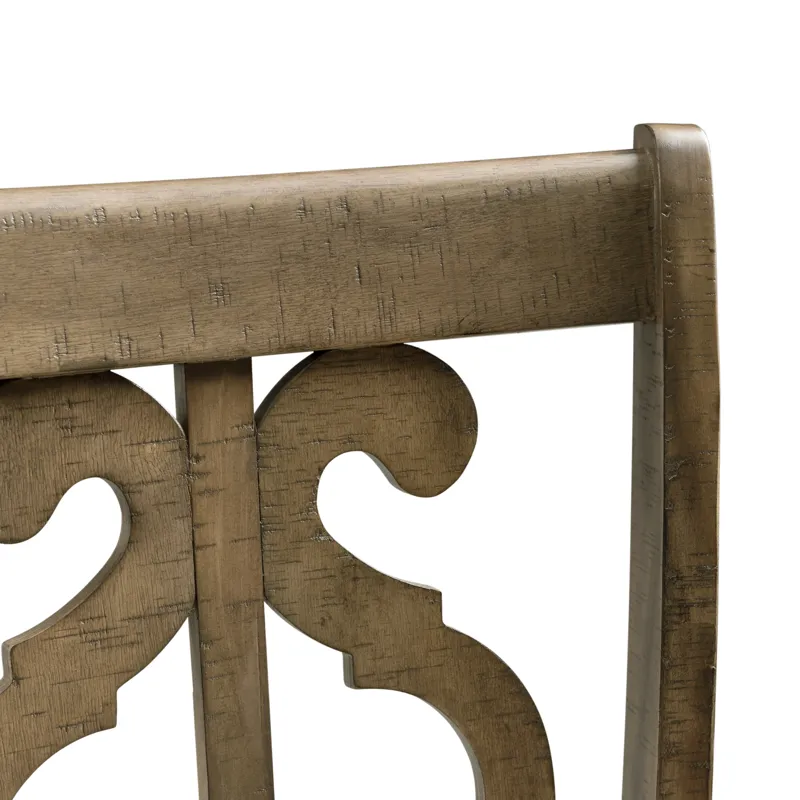 Stone Counter Wooden Swirl Back Side Chair Grey (2 Per Pack)