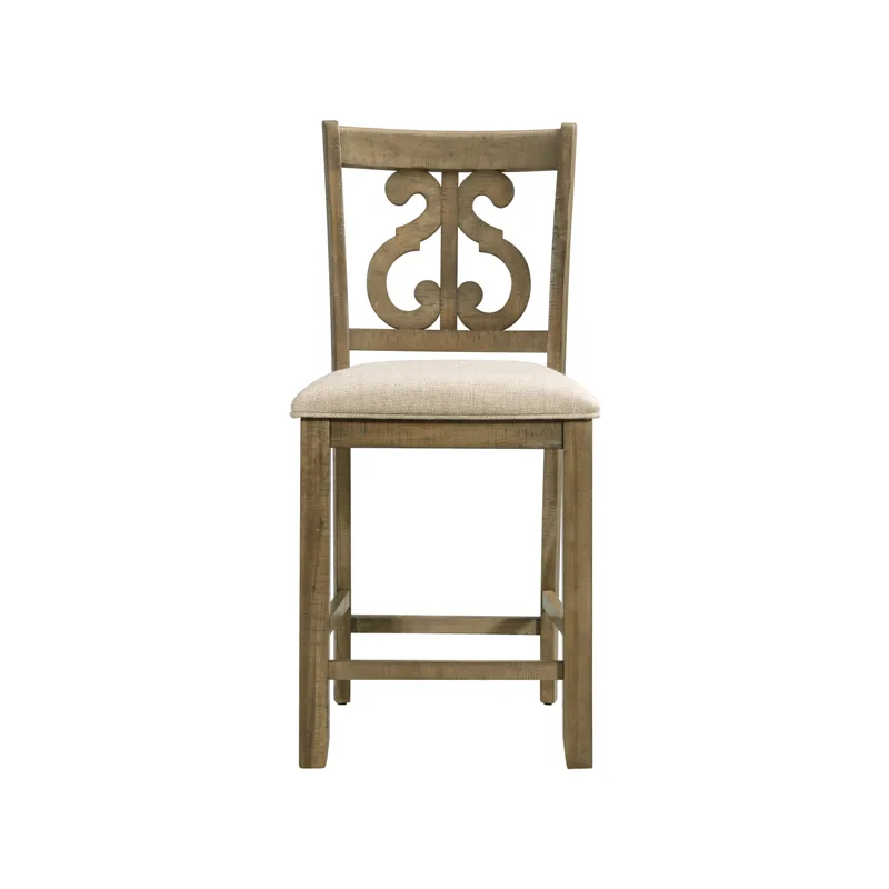 Stone Counter Wooden Swirl Back Side Chair Grey (2 Per Pack)