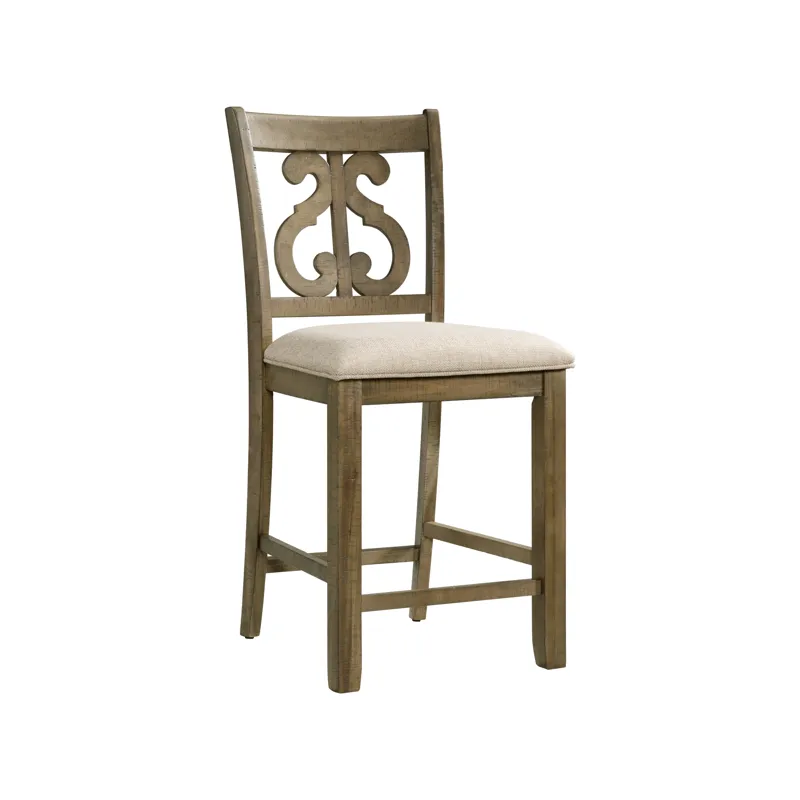 Stone Counter Wooden Swirl Back Side Chair Grey (2 Per Pack)