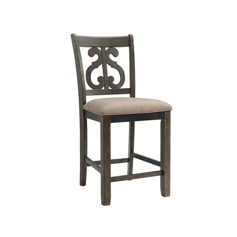 Stone Counter Wooden Swirl Back Side Chair Charcoal (2 Per Pack)