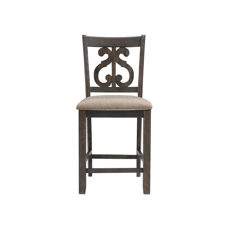 Stone Counter Wooden Swirl Back Side Chair Charcoal (2 Per Pack)