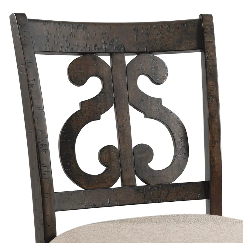Stone Counter Wooden Swirl Back Side Chair Charcoal (2 Per Pack)